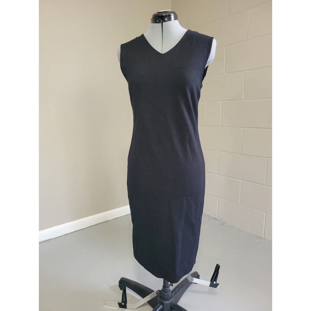 New Vince Womens Sleeveless V-Neck Sheath Dress Midi Length Black Zip Size 4 NWT